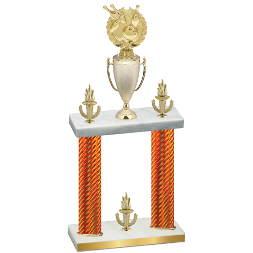 Double Orange Carbon Fiber Victory Bowling Trophy