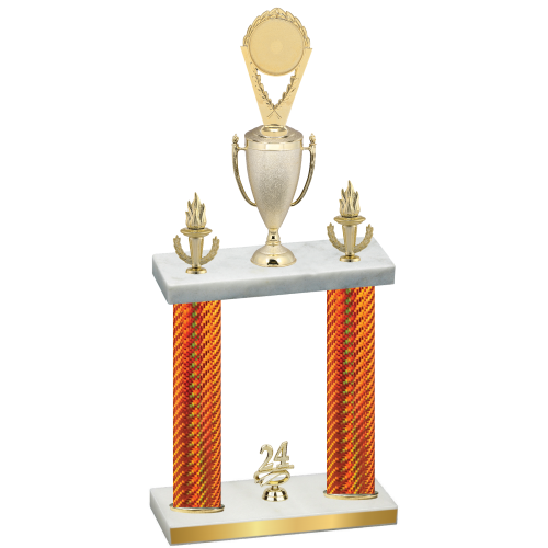 Double Orange Carbon Fiber Year Insert Trophy
