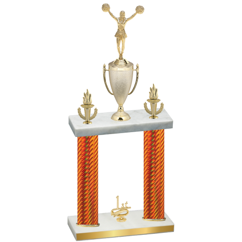 Double Orange Carbon Fiber First Place Cheerleading Trophy