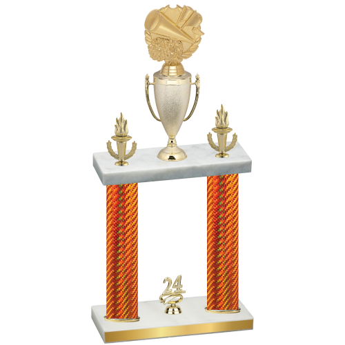 Double Orange Carbon Fiber Year Cheerleading Trophy