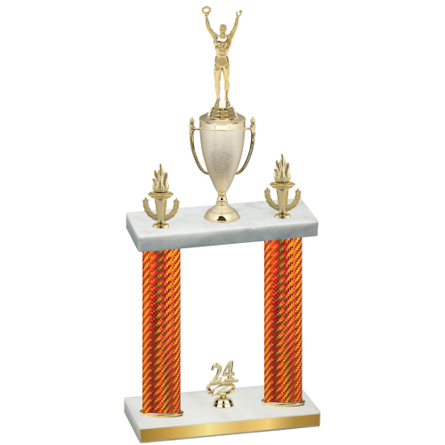 Double Orange Carbon Fiber Year Victory Trophy