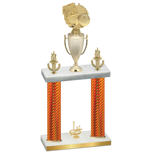 Double Orange Carbon Fiber First Place Basketball Trophy