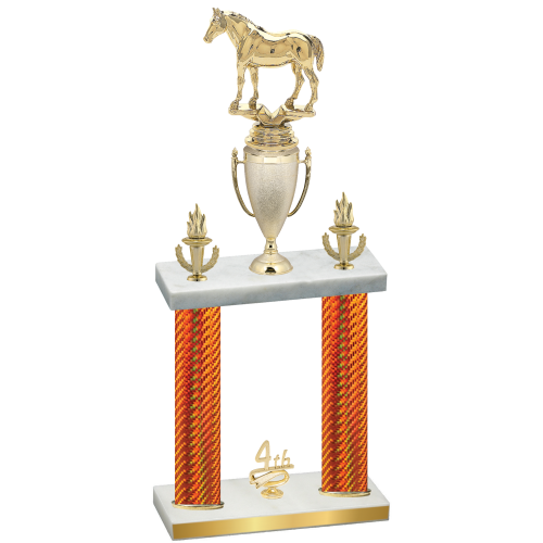 Double Orange Carbon Fiber Fourth Place Horses Trophy
