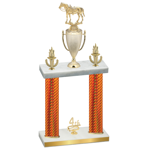 Double Orange Carbon Fiber Fourth Place Horses Trophy