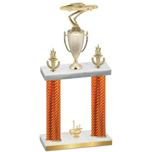 Double Orange Carbon Fiber First Place Cars Trophy