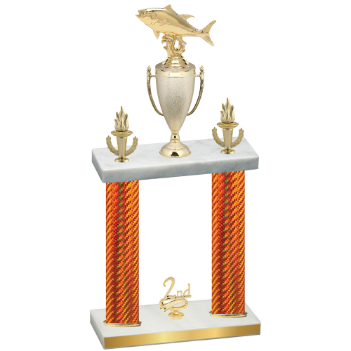 Double Orange Carbon Fiber Second Place Fishing Trophy