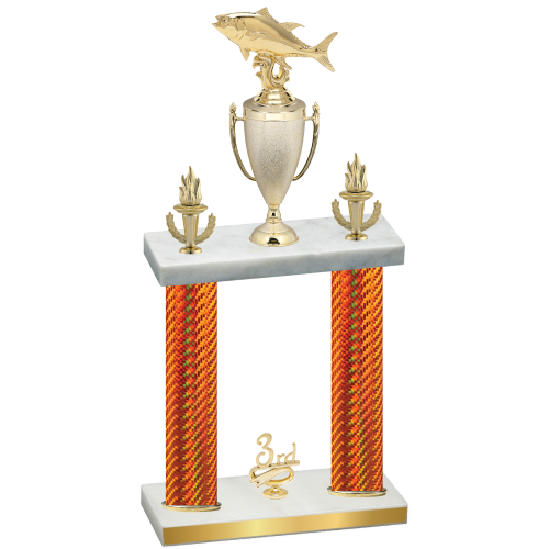 Double Orange Carbon Fiber Third Place Fishing Trophy