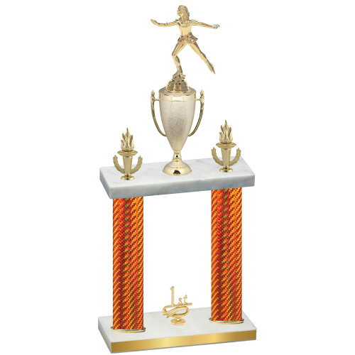 Double Orange Carbon Fiber First Place Skater Trophy