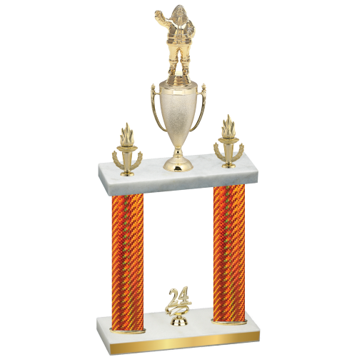 Double Orange Carbon Fiber Year Holiday Trophy