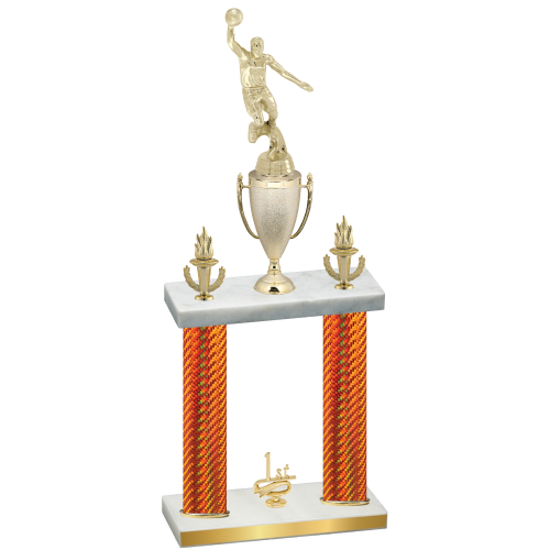 Double Orange Carbon Fiber First Place Basketball Trophy