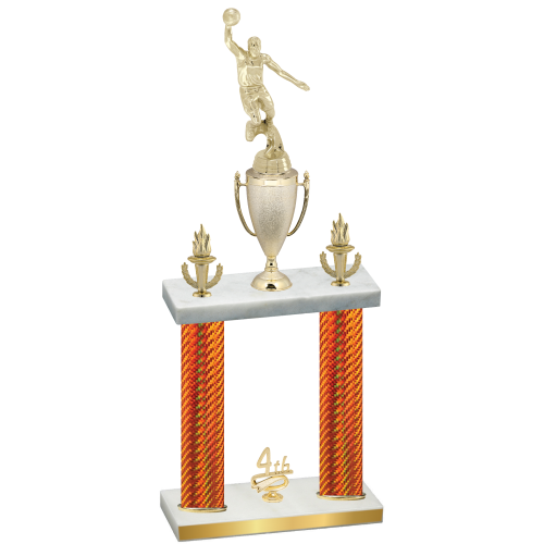 Double Orange Carbon Fiber Fourth Place Basketball Trophy