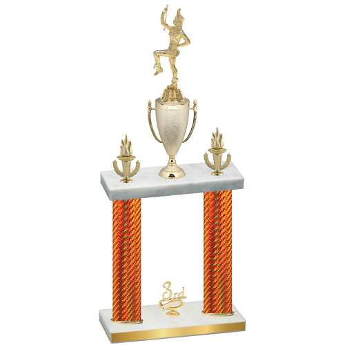 Double Orange Carbon Fiber Third Place Majorette Trophy