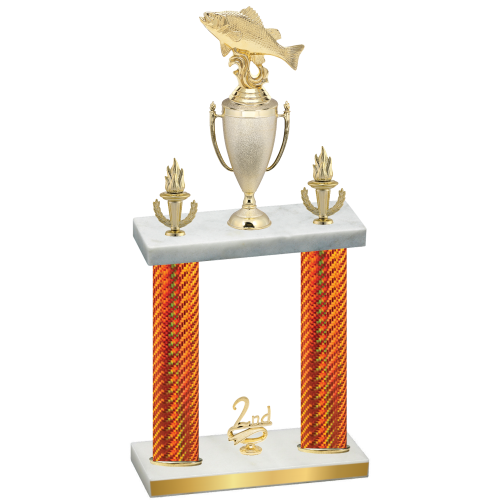 Double Orange Carbon Fiber Second Place Fishing Trophy