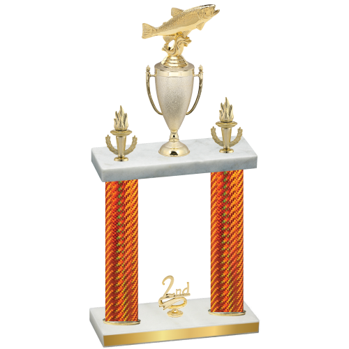 Double Orange Carbon Fiber Second Place Fishing Trophy
