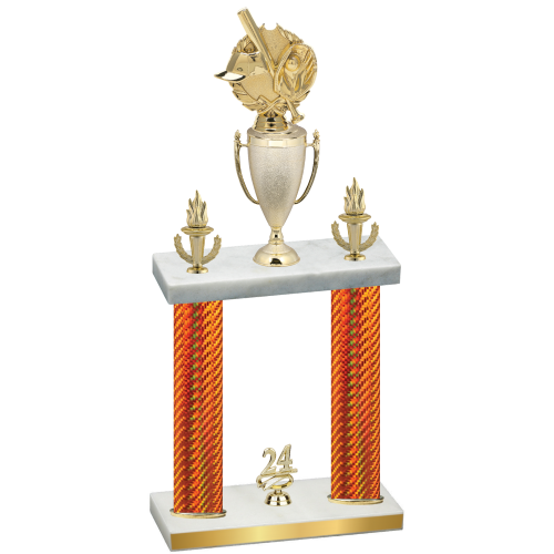 Double Orange Carbon Fiber Year Baseball Trophy