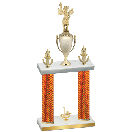 Double Orange Carbon Fiber First Place Academics Trophy