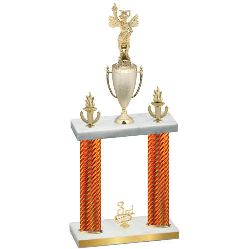 Double Orange Carbon Fiber Third Place Academics Trophy