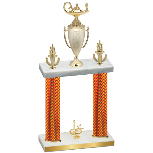 Double Orange Carbon Fiber First Place Academics Trophy