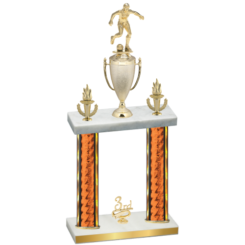 Double Orange Glacier Third Place Soccer Trophy