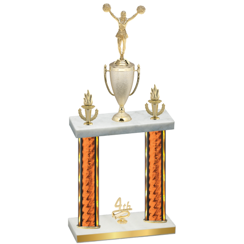 Double Orange Glacier Fourth Place Cheerleading Trophy