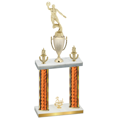 Double Orange Glacier Third Place Basketball Trophy