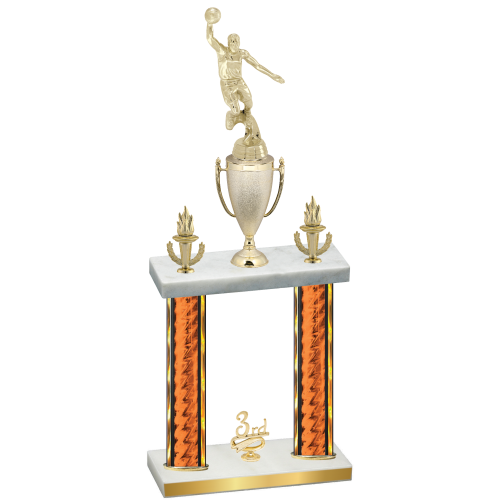 Double Orange Glacier Third Place Basketball Trophy