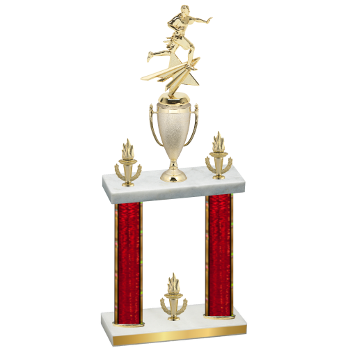 Double Red Glacier Victory Flag Football Trophy