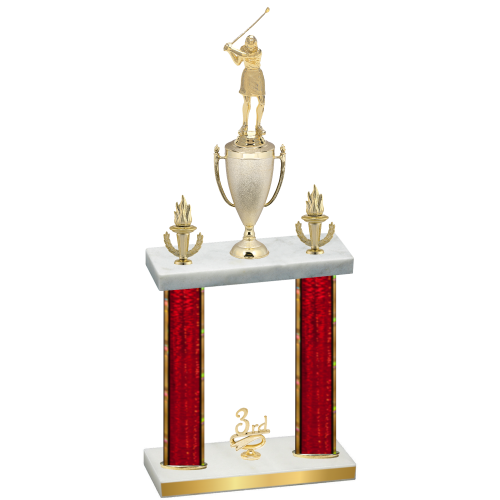 Double Red Glacier Third Place Golf Trophy