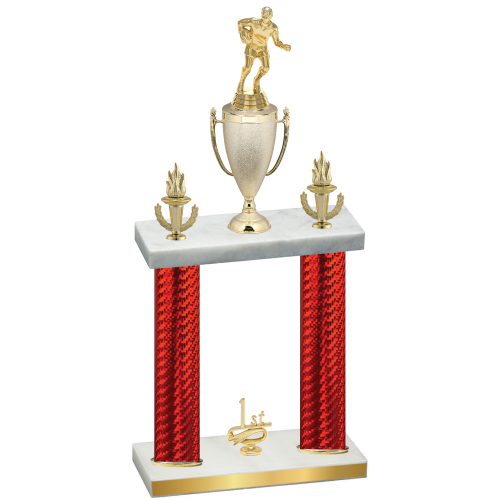 Double Red Carbon Fiber First Place Rugby Trophy