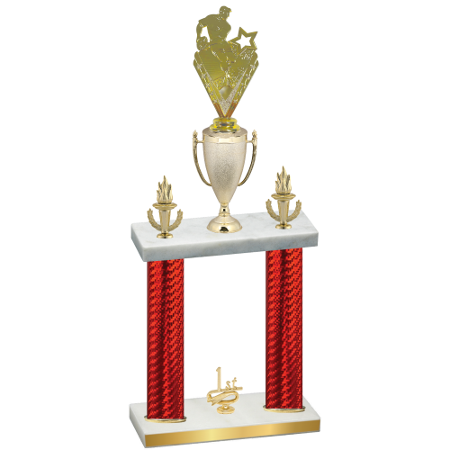 Double Red Carbon Fiber First Place Rugby Trophy