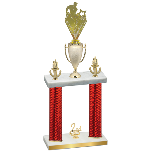 Double Red Carbon Fiber Second Place Rugby Trophy