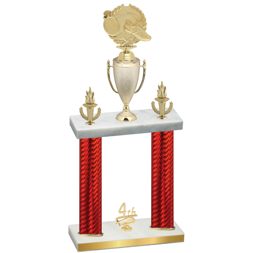 Double Red Carbon Fiber Fourth Place Running Trophy