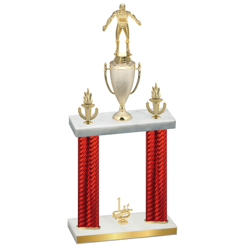 Double Red Carbon Fiber First Place Wrestling Trophy