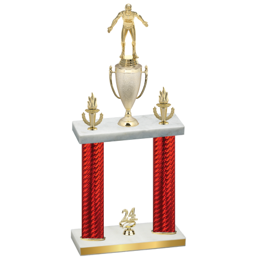 Double Red Carbon Fiber Year Wrestling Trophy