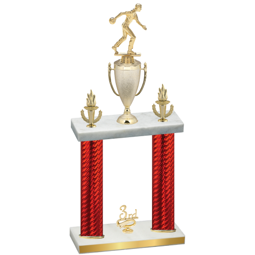 Double Red Carbon Fiber Third Place Bowling Trophy