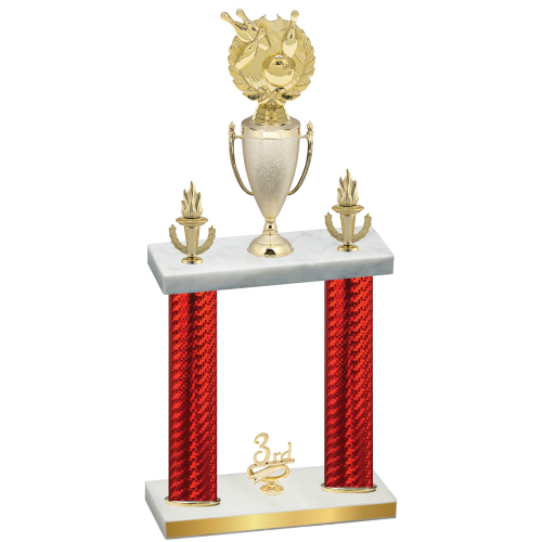 Double Red Carbon Fiber Third Place Bowling Trophy