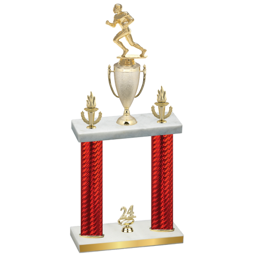 Double Red Carbon Fiber Year Football Trophy
