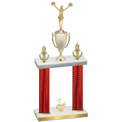 Double Red Carbon Fiber Second Place Cheerleading Trophy