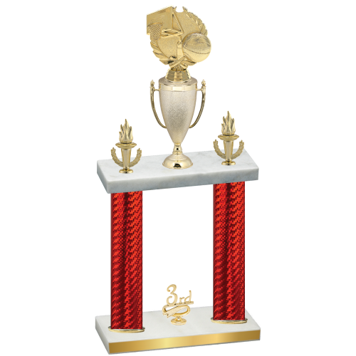 Double Red Carbon Fiber Third Place Basketball Trophy