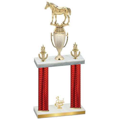 Double Red Carbon Fiber Third Place Horses Trophy