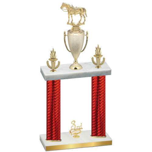 Double Red Carbon Fiber Third Place Horses Trophy