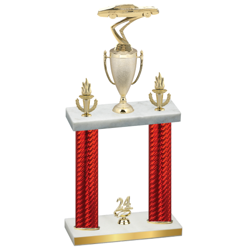 Double Red Carbon Fiber Year Cars Trophy