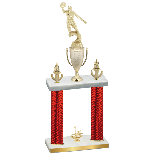 Double Red Carbon Fiber First Place Basketball Trophy