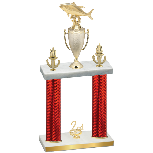 Double Red Carbon Fiber Second Place Fishing Trophy