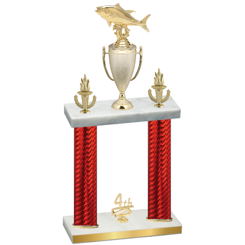 Double Red Carbon Fiber Fourth Place Fishing Trophy