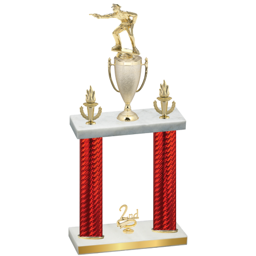 Double Red Carbon Fiber Second Place Shooter Trophy