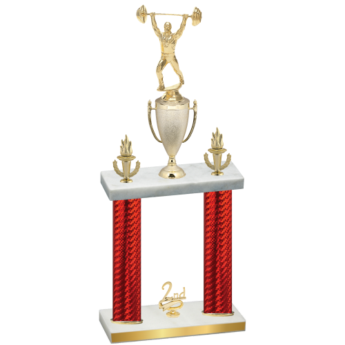 Double Red Carbon Fiber Second Place Weights Trophy