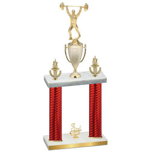 Double Red Carbon Fiber Third Place Weights Trophy