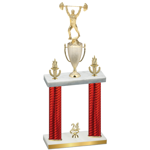 Double Red Carbon Fiber Year Weights Trophy