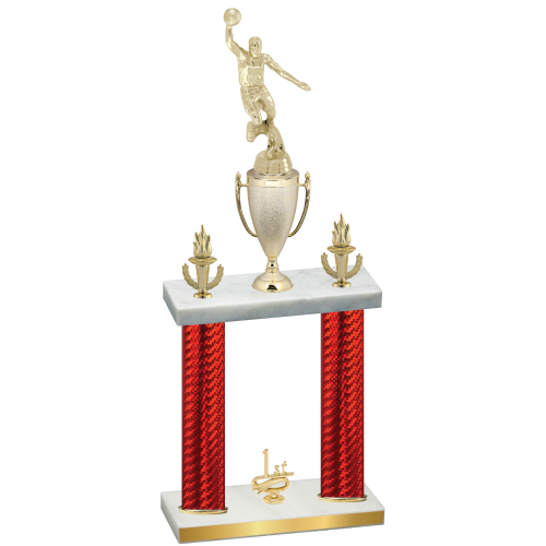 Double Red Carbon Fiber First Place Basketball Trophy